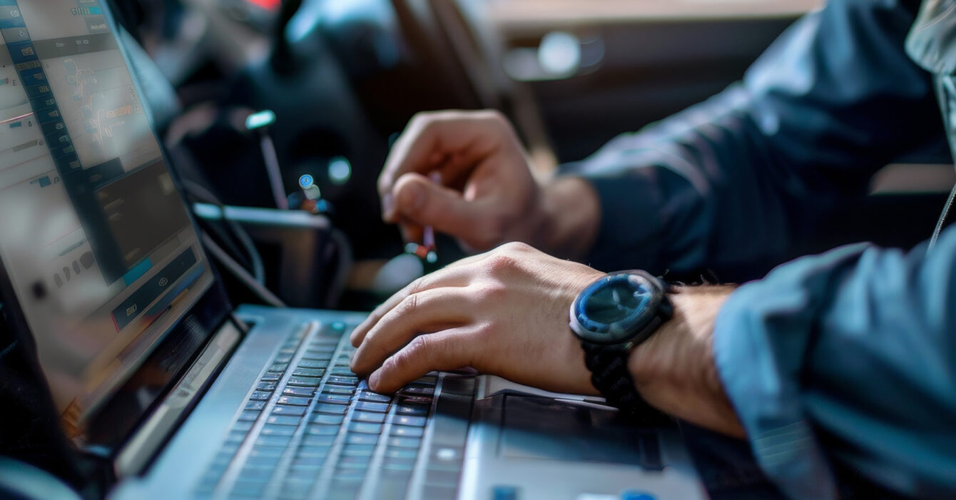 ECU tuning (auto mechanic) using a notebook computer